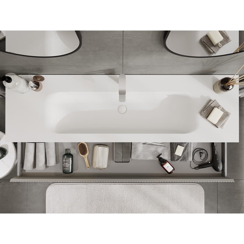 Mexen Rivel ντουλάπι μπάνιου 140 εκ. με νιπτήρα Vela, 1 συρτάρι, ριγέ, γκρι