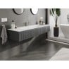 Mexen Rivel szafka łazienkowa 160 cm z umywalką Vela, 1 szuflada, ryflowana , grafit mat/biała mat - 91A20-16023-1-BF66-W23M0