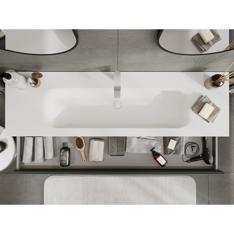 Mexen Rivel 160 cm vannitoakapp koos valamu Velaga, 1 sahtel, sooniline, grafiit matt/valge matt - 91A20-16023-1-BF66-W23M0