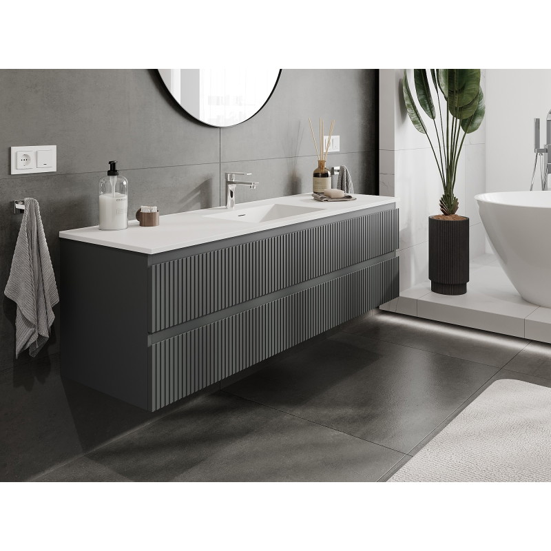 Mexen Rivel 160 cm vannitoakapp valamu Otis, 2 sahtlit, sooniline, grafiit matt/valge matt - 91A20-16047-2-BFF66-W18M