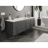 Mexen Rivel mueble de baño de 160 cm con lavabo Otis, 2 cajones, acanalado, grafito mate/blanco mate - 91A20-16047-2-BFF66-W18M