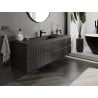 Mexen Rivel meuble de salle de bain 160 cm avec lavabo Otis, 2 tiroirs, rainuré, noir mat - 91A20-16047-2-BFF71-W18M71