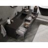 Mexen Rivel gabinete de baño 160 cm con lavabo Otis, 2 cajones, con canales, negro mate - 91A20-16047-2-BFF71-W18M71