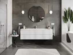 Mexen Rivel mobile da bagno 160 cm con lavabo Vela, 2 cassetti, scanalato, bianco opaco - 91A20-16047-2-BFF01-W23M01