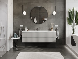 Mexen Rivel armario de baño 160 cm con lavabo Vela, 2 cajones, acanalado, gris mate/blanco mate - 91A20-16047-2-BFF62-W23M0