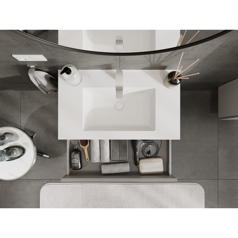 Mexen Orio armario de baño 80 cm con lavabo Otis, 2 cajones, gris mate/blanco mate - 91A10-08047-2-BFF62-W18M01