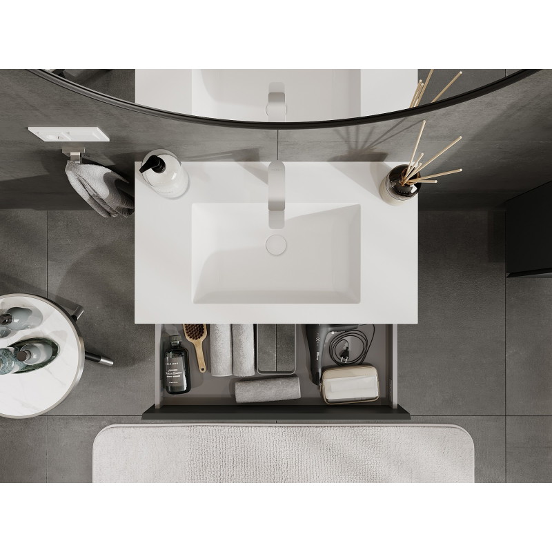 Mexen Orio armario de baño de 80 cm con lavabo Otis, 2 cajones, grafito mate/blanco mate - 91A10-08047-2-BFF66-W18M01