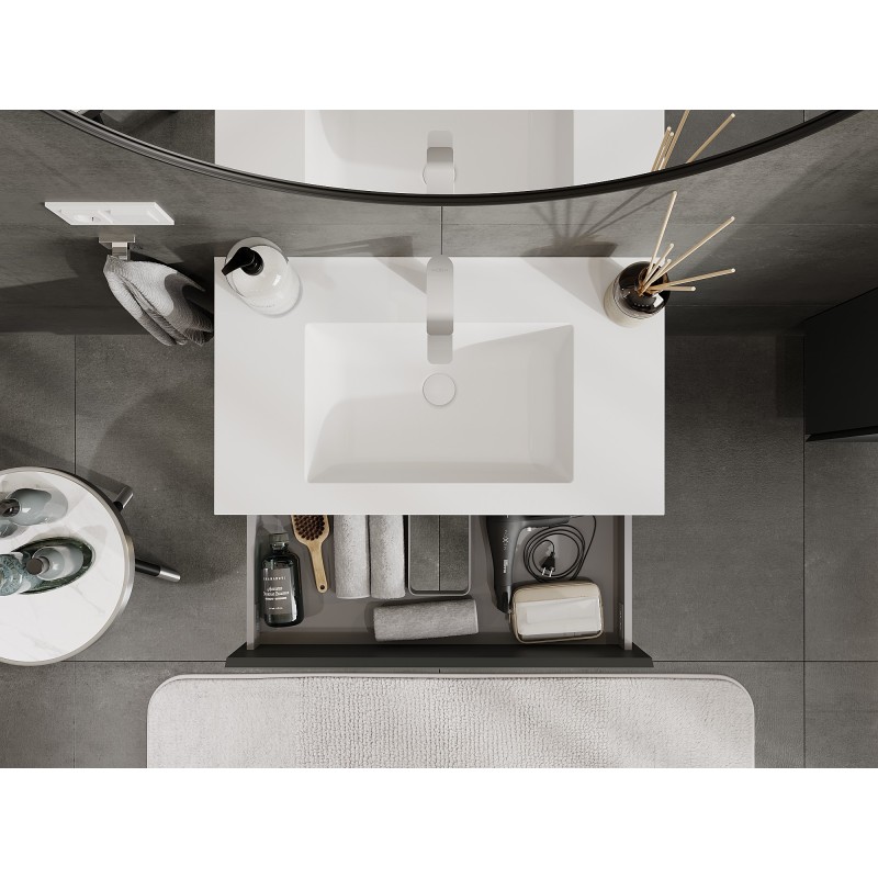 Mexen Orio armoire de salle de bain 80 cm avec lavabo Otis, 2 tiroirs, graphite mat/blanc mat - 91A10-08047-2-BFF66-W18M01