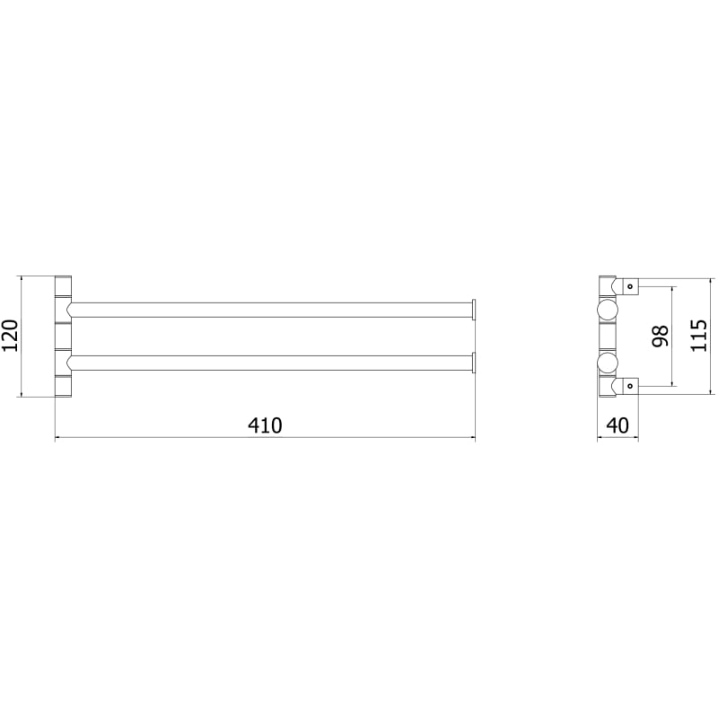 Mexen Loop double porte-serviettes pivotant, or brossé - 70A71049-55