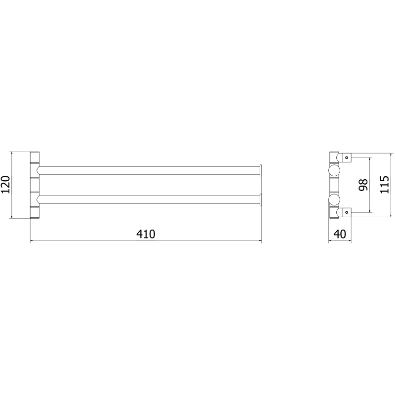 Mexen Loop podwójny obrotowy wieszak na ręcznik, gun gray szczotkowany - 70A71049-66