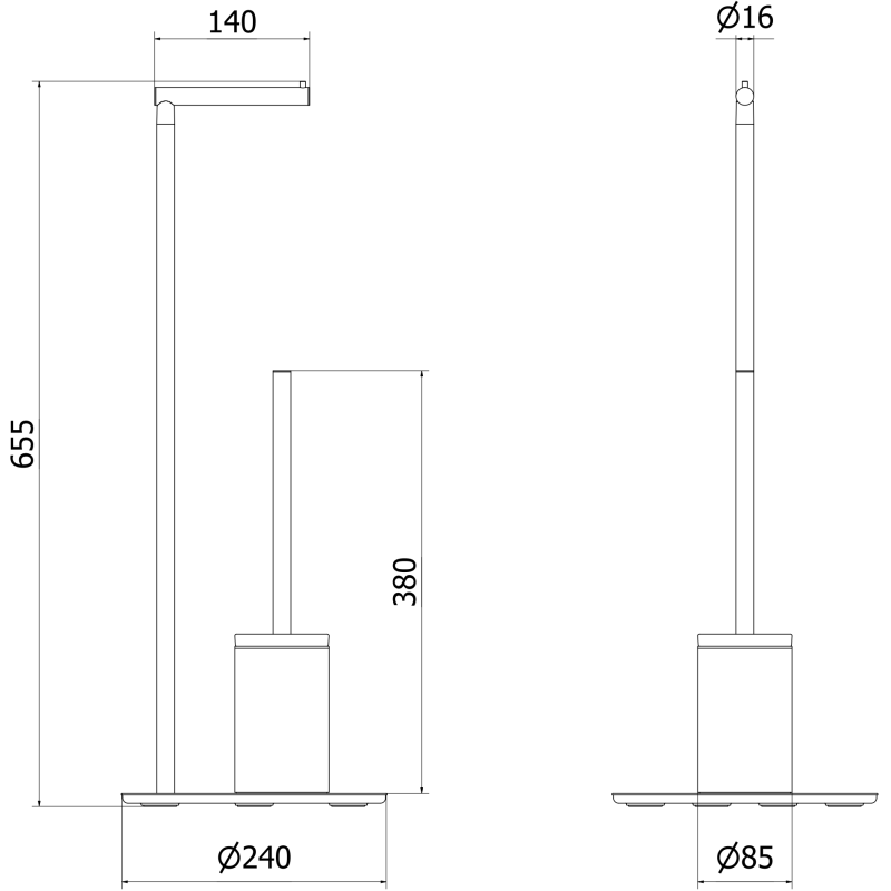 Mexen Loop brīvi stāvoša tualetes birste ar papīra turētāju, melns hroms - 70A71095-73