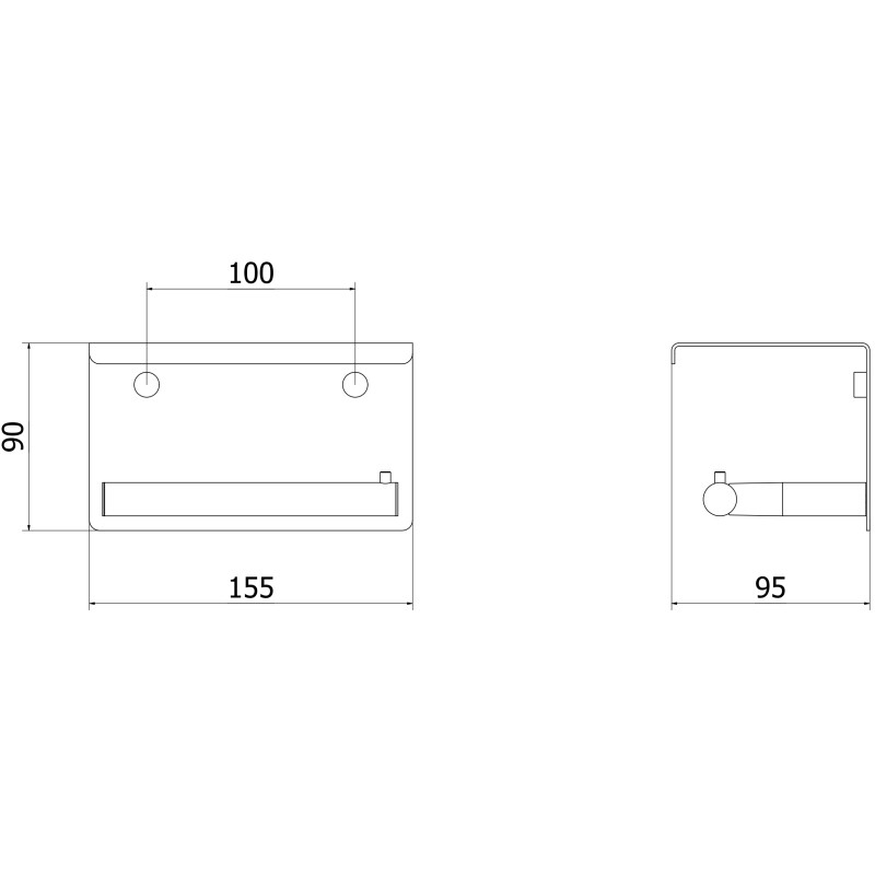 Mexen Loop toaletpapperhållare med hylla, svart krom - 70A71022-73