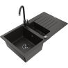 Mexen Matias fregadero de granito 1,5-comparte con escurridor y grifo de cocina Telma, negro/dorado - 6502-75-670200-70-B