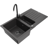 Mexen Matias 1.5-bowl granite sink with drainer and Telma kitchen faucet, speckled black - 6502-76-670200-70-B