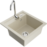Mexen Vito évier en granit 1 bac avec robinet de cuisine Telma, beige - 6503-69-670200-00
