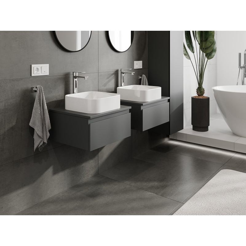 Mexen Orio bathroom cabinet under sink 50 cm, 1 drawer, graphite matte- 91A10-05023-1-BF66