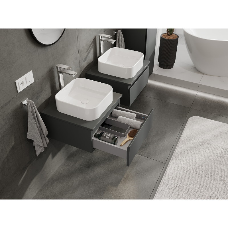 Mexen Orio bathroom cabinet under sink 50 cm, 1 drawer, graphite matte- 91A10-05023-1-BF66
