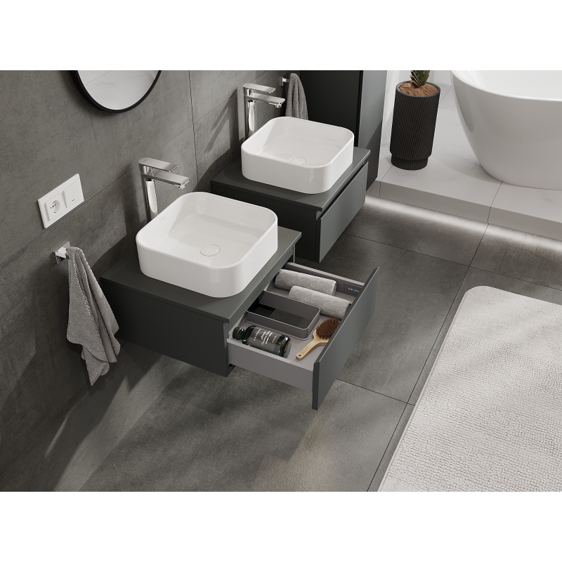 Mexen Orio meuble de salle de bain sous lavabo 50 cm, 1 tiroir, graphite mat- 91A10-05023-1-BF66