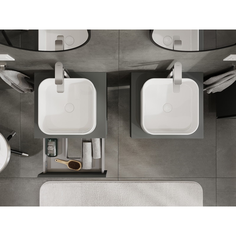Mexen Orio bathroom cabinet under sink 50 cm, 1 drawer, graphite matte- 91A10-05023-1-BF66