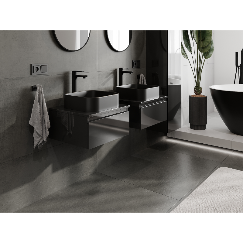 Mexen Orio armadietto da bagno sospeso 50 cm, 1 cassetto, nero lucido - 91A10-05023-1-BF70