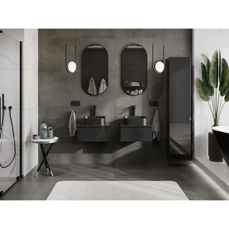 Mexen Orio Meuble bas de salle de bain 50 cm, 1 tiroir, noir brillant - 91A10-05023-1-BF70