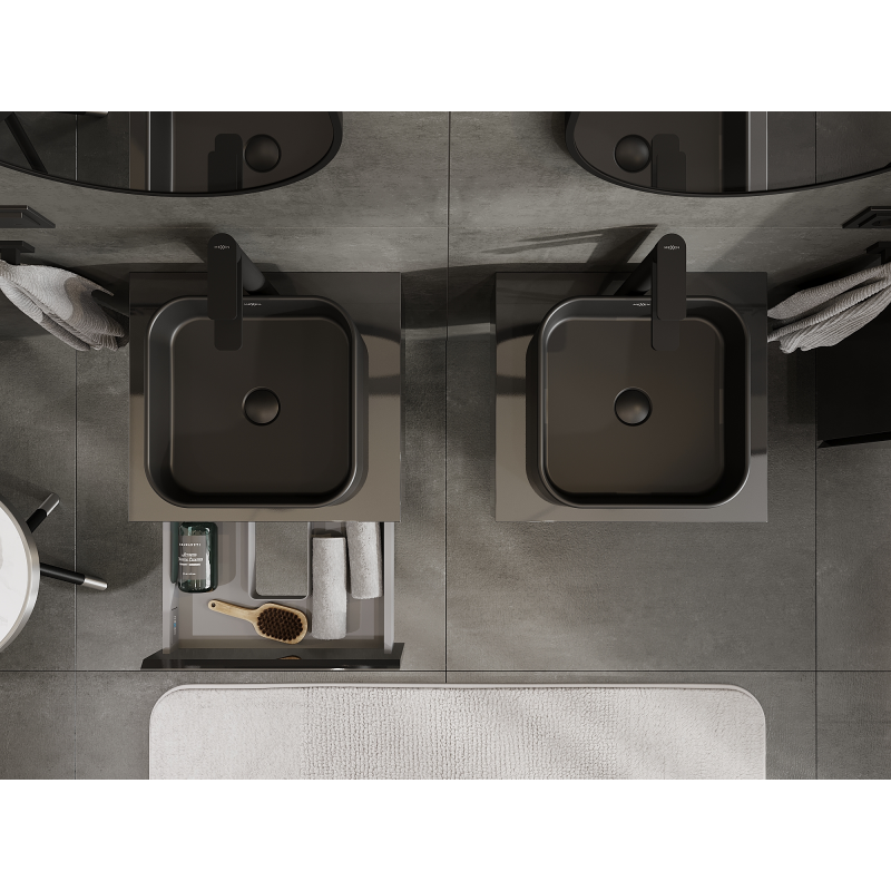 Mexen Orio kylpyhuonekaappi pesualtaan alle 50 cm, 1 laatikko, musta kiiltävä - 91A10-05023-1-BF70