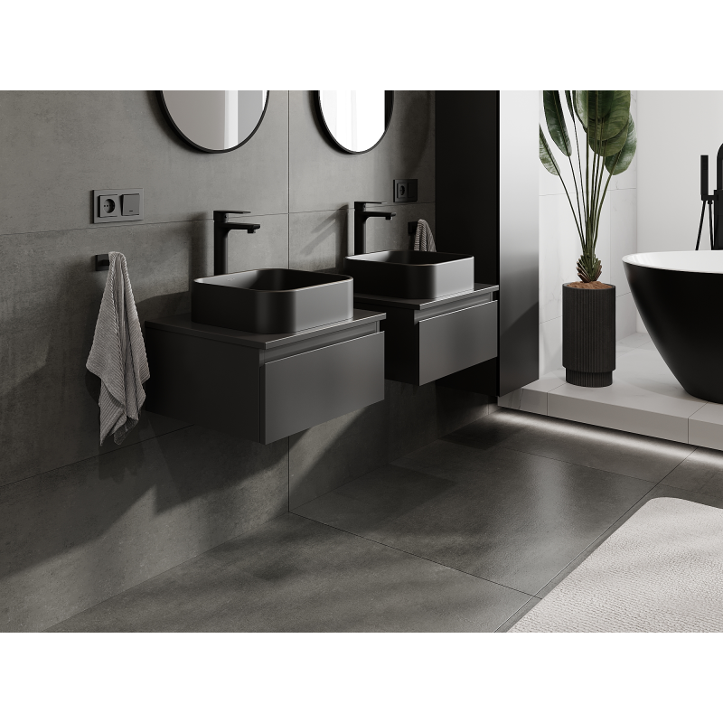 Mexen Orio meuble de salle de bains sous lavabo 50 cm, 1 tiroir, noir mat - 91A10-05023-1-BF71