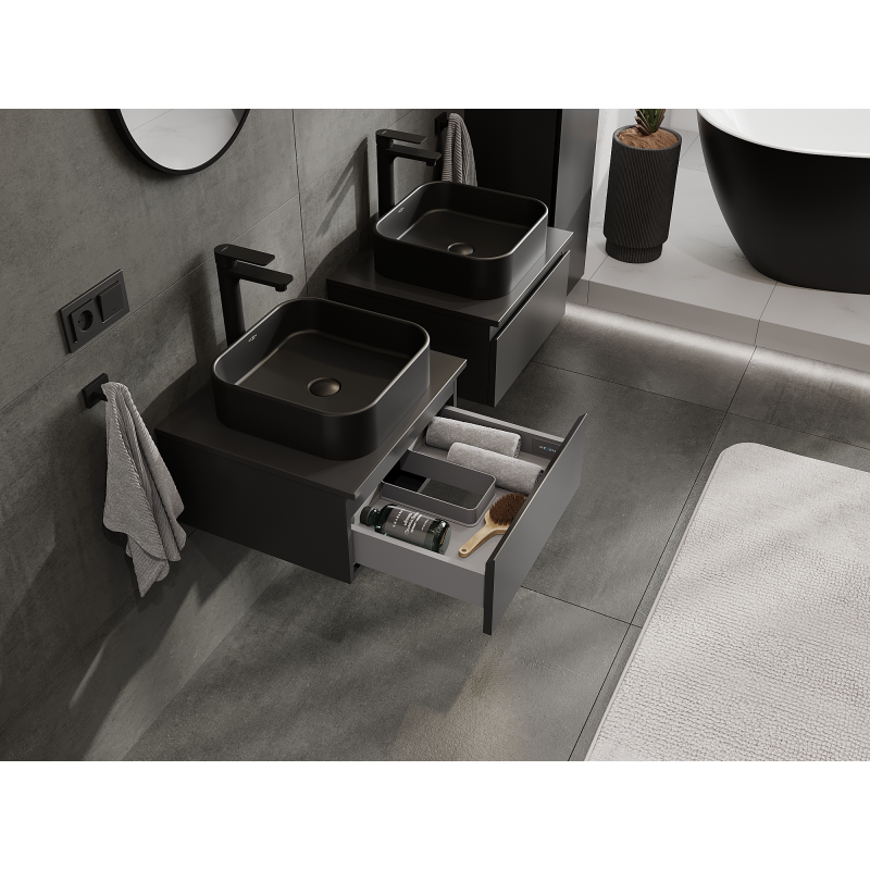 Mexen Orio Badezimmerschrank unter Waschbecken 50 cm, 1 Schublade, schwarz matt - 91A10-05023-1-BF71