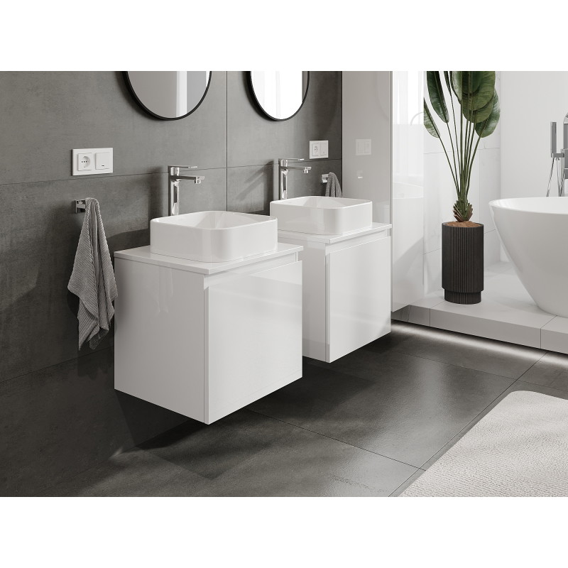 Mexen Orio 50 cm bathroom cabinet, 1 drawer, white gloss - 91A10-05047-1-BF00
