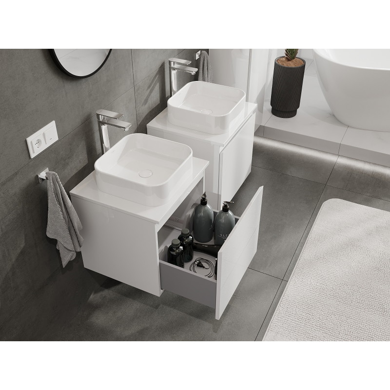 Mexen Orio 50 cm bathroom cabinet, 1 drawer, white gloss - 91A10-05047-1-BF00