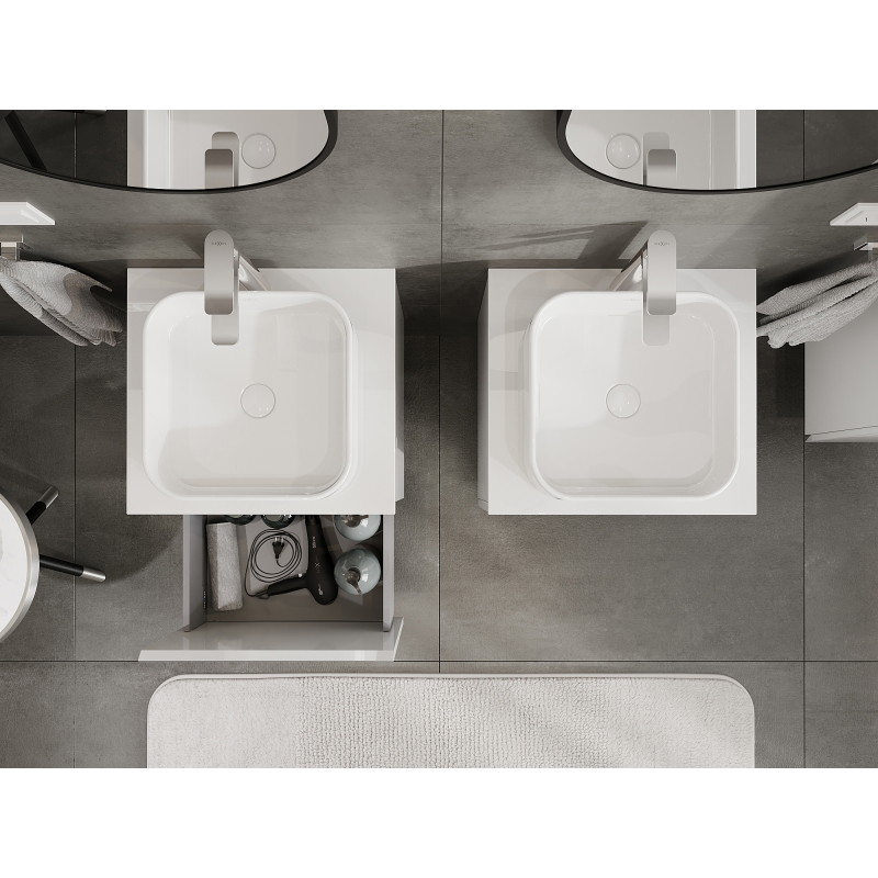 Mexen Orio 50 cm bathroom cabinet, 1 drawer, white gloss - 91A10-05047-1-BF00