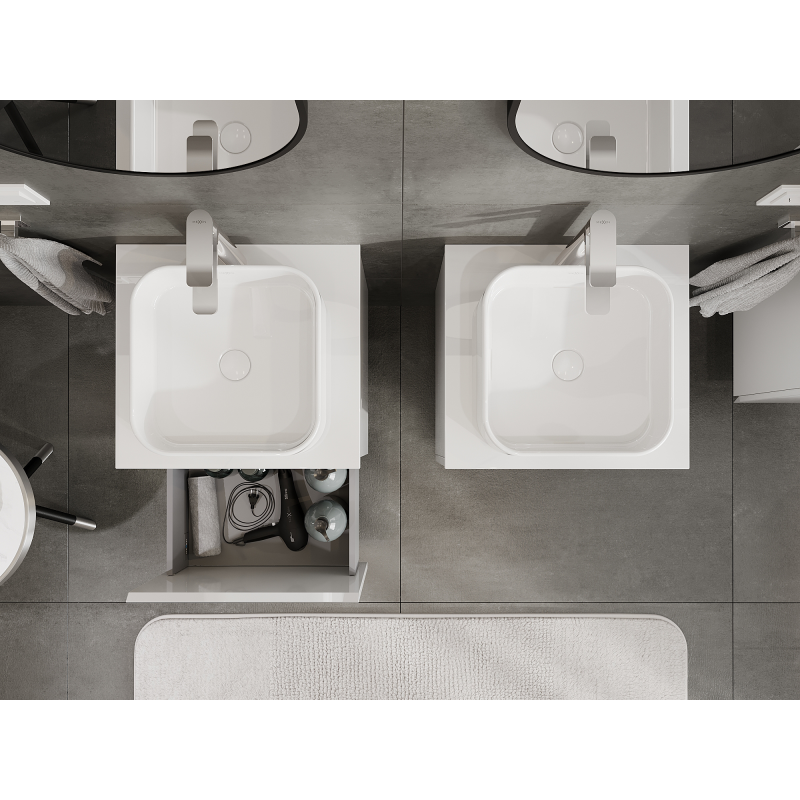 Mexen Orio gabinete de baño bajo lavabo 50 cm, 1 cajón, blanco brillo - 91A10-05047-1-BF00