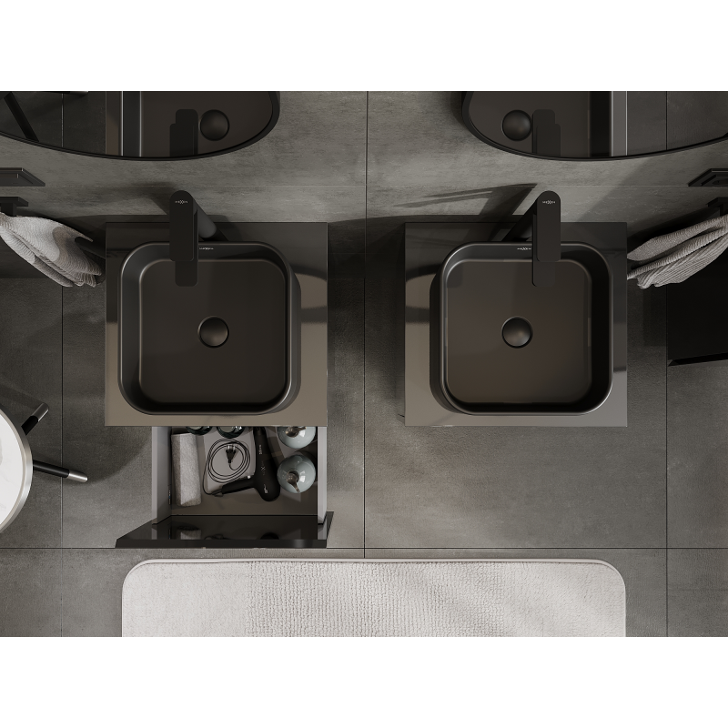 Mexen Orio Badezimmer-Unterschrank 50 cm, 1 Schublade, schwarz glänzend - 91A10-05047-1-BF70