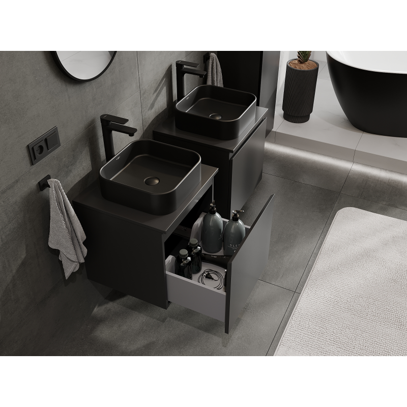 Mexen Orio meuble de salle de bains sous lavabo 50 cm, 1 tiroir, noir mat - 91A10-05047-1-BF71