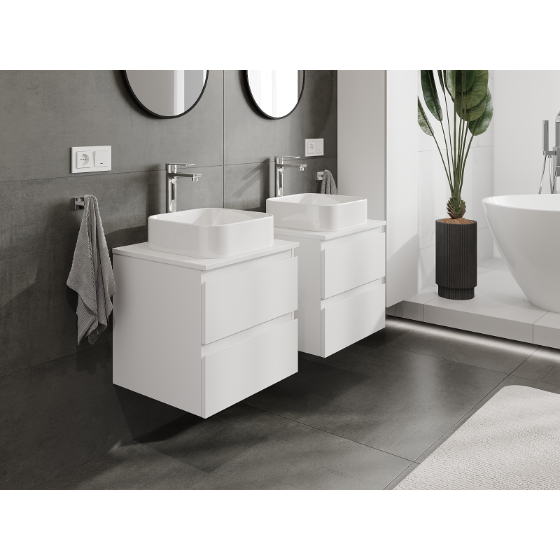 Mexen Orio armário de casa de banho sob lavatório 50 cm, 2 gavetas, branco mate - 91A10-05047-2-BFF01