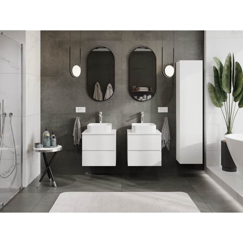 Mexen Orio armário de casa de banho sob lavatório 50 cm, 2 gavetas, branco mate - 91A10-05047-2-BFF01