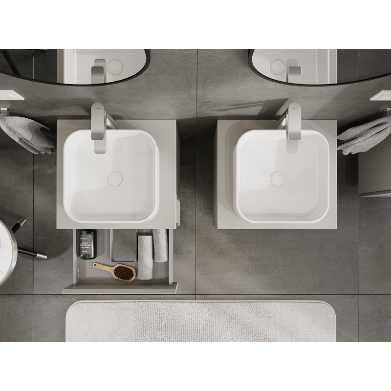 Mexen Orio kylpyhuonekaappi altaan alla 50 cm, 2 laatikkoa, harmaa matta - 91A10-05047-2-BFF62