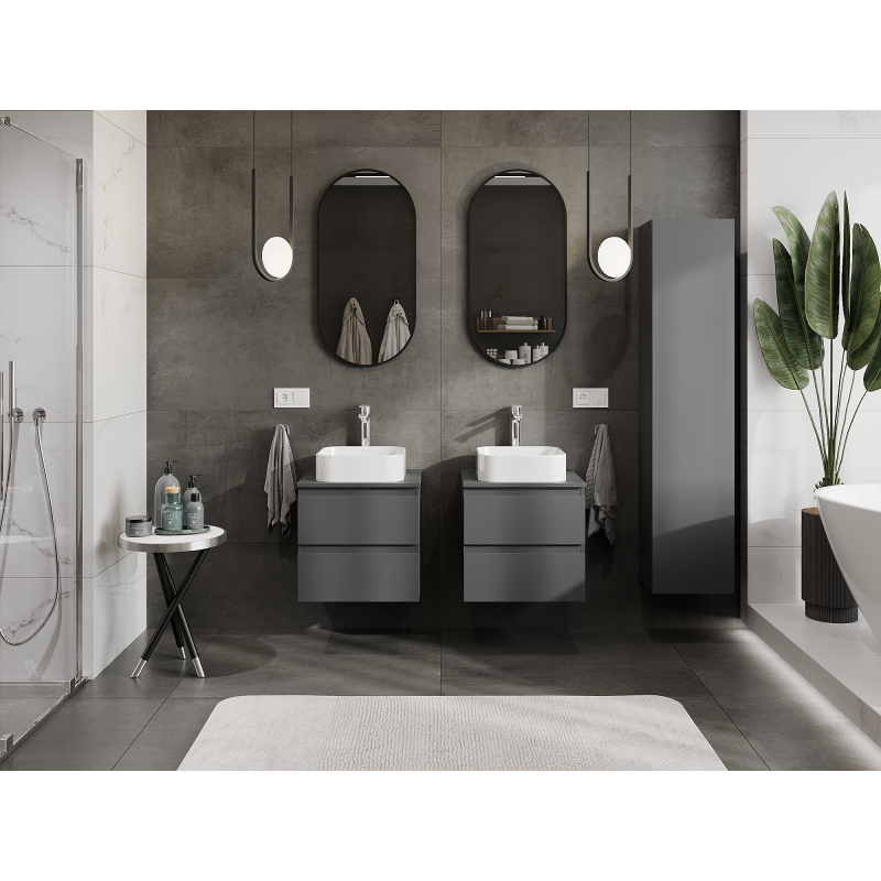 Mexen Orio badrumsskåp under tvättställ, 50 cm, 2 lådor, matt grafit - 91A10-05047-2-BFF66