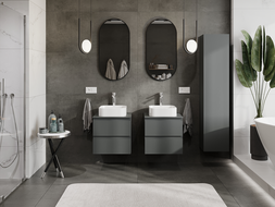 Mexen Orio gabinete de baño para lavabo 50 cm, 2 cajones, grafito mate - 91A10-05047-2-BFF66