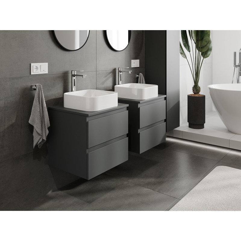Mexen Orio 50 cm Under-Sink Bathroom Cabinet, 2 Drawers, Matt Graphite - 91A10-05047-2-BFF66