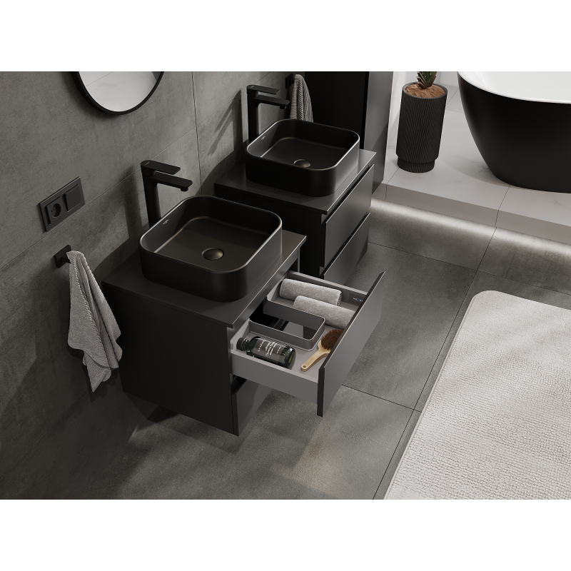 Mexen Orio mueble de baño bajo lavabo 50 cm, 2 cajones, negro mate - 91A10-05047-2-BFF71