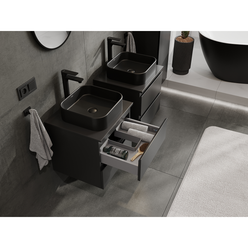 Mexen Orio ντουλάπι μπάνιου υπονιπτήρα 50 cm, 2 συρτάρια, μαύρο ματ