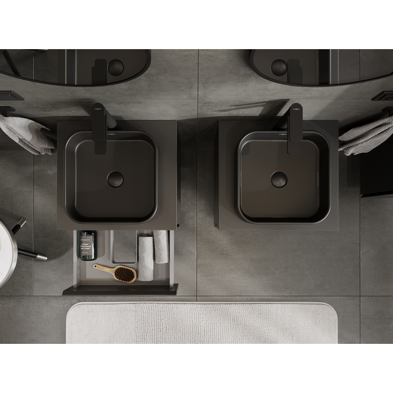 Mexen Orio badrumsskåp under tvättställ 50 cm, 2 lådor, svart matt - 91A10-05047-2-BFF71