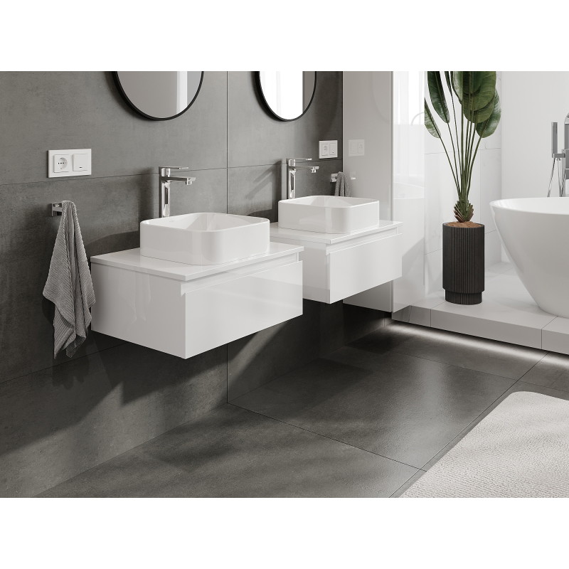 Mexen Orio bathroom cabinet under sink 60 cm, 1 drawer, white gloss - 91A10-06023-1-BF00
