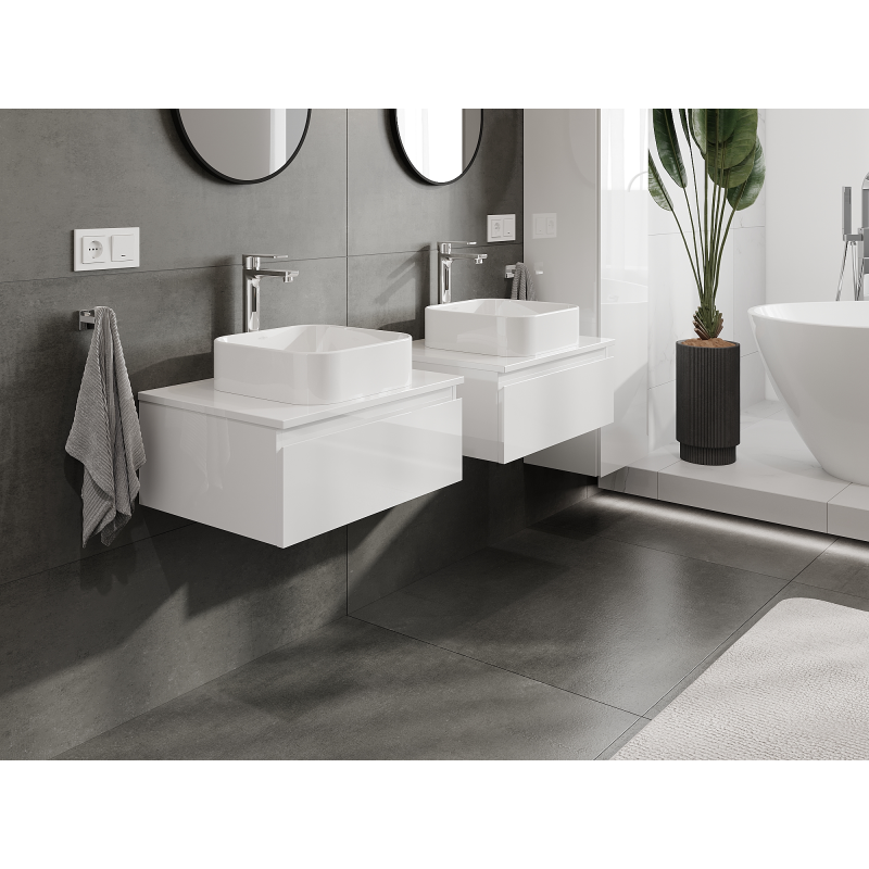 Mexen Orio kylpyhuoneen allaskaappi 60 cm, 1 laatikko, kiiltävä valkoinen - 91A10-06023-1-BF00