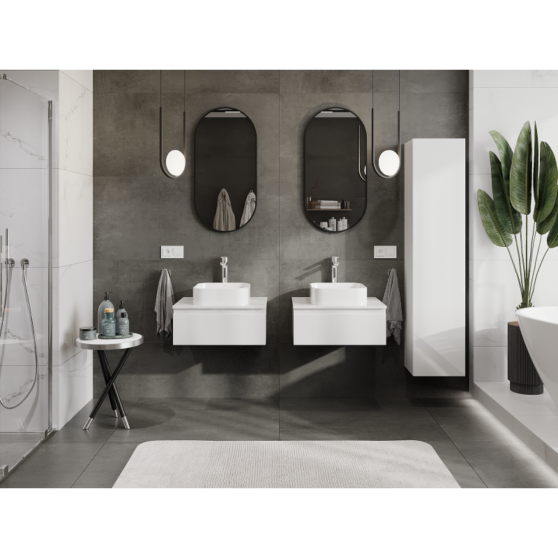 Mexen Orio armário de casa de banho de apoio à lavatório 60 cm, 1 gaveta, branco brilhante - 91A10-06023-1-BF00