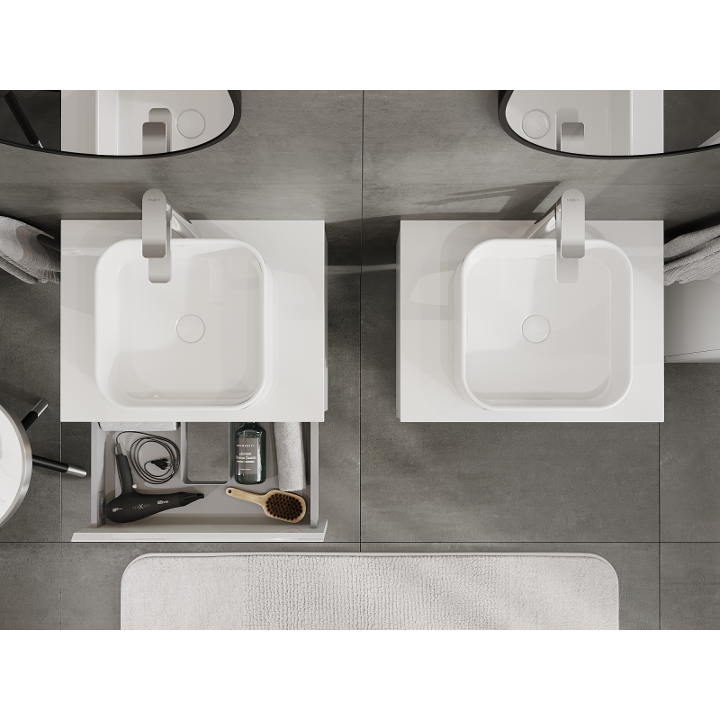 Mexen Orio armário de casa de banho de apoio à lavatório 60 cm, 1 gaveta, branco brilhante - 91A10-06023-1-BF00