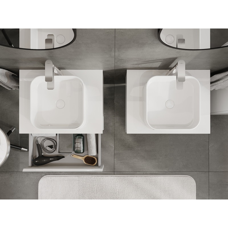 Mexen Orio bathroom cabinet under sink 60 cm, 1 drawer, white gloss - 91A10-06023-1-BF00