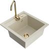 Mexen Vito 1-bowl granite sink with Telma kitchen tap, beige - 6503-69-670200-50