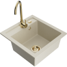 Mexen Vito granitische spoelbak met 1 bak en keukenmengkraan Telma, beige - 6503-69-670200-50